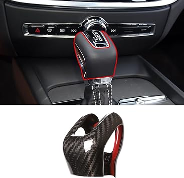 Fit for Volvo XC60 XC90 S60 V60 S90 V90 Real Carbon Fiber Center Console Shift Knob Head Trim Cover Car Interior Decoration Style A Black