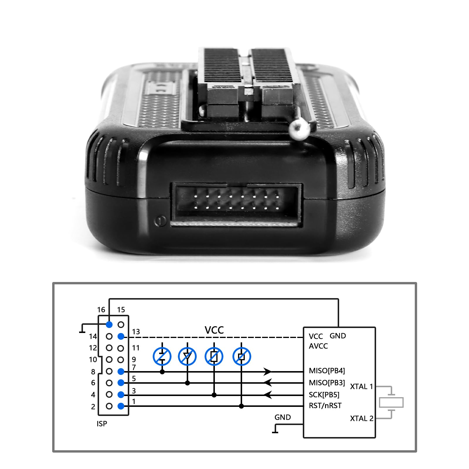 Programador USB universal, programador T48 Mini Pro con 10 adaptadores, SOP8 a DIP8, para programador eprom SPI/Nor/NAND Flash/EMMC/IC Tester con puerto ICSP