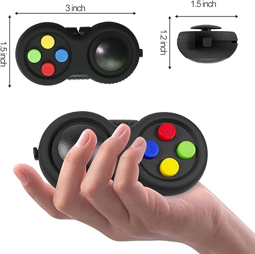 Miniatura 2 de Mini Fidget botón controlador pad juguetes para niños adultos con ansiedad y autismo (negro y mezcla)