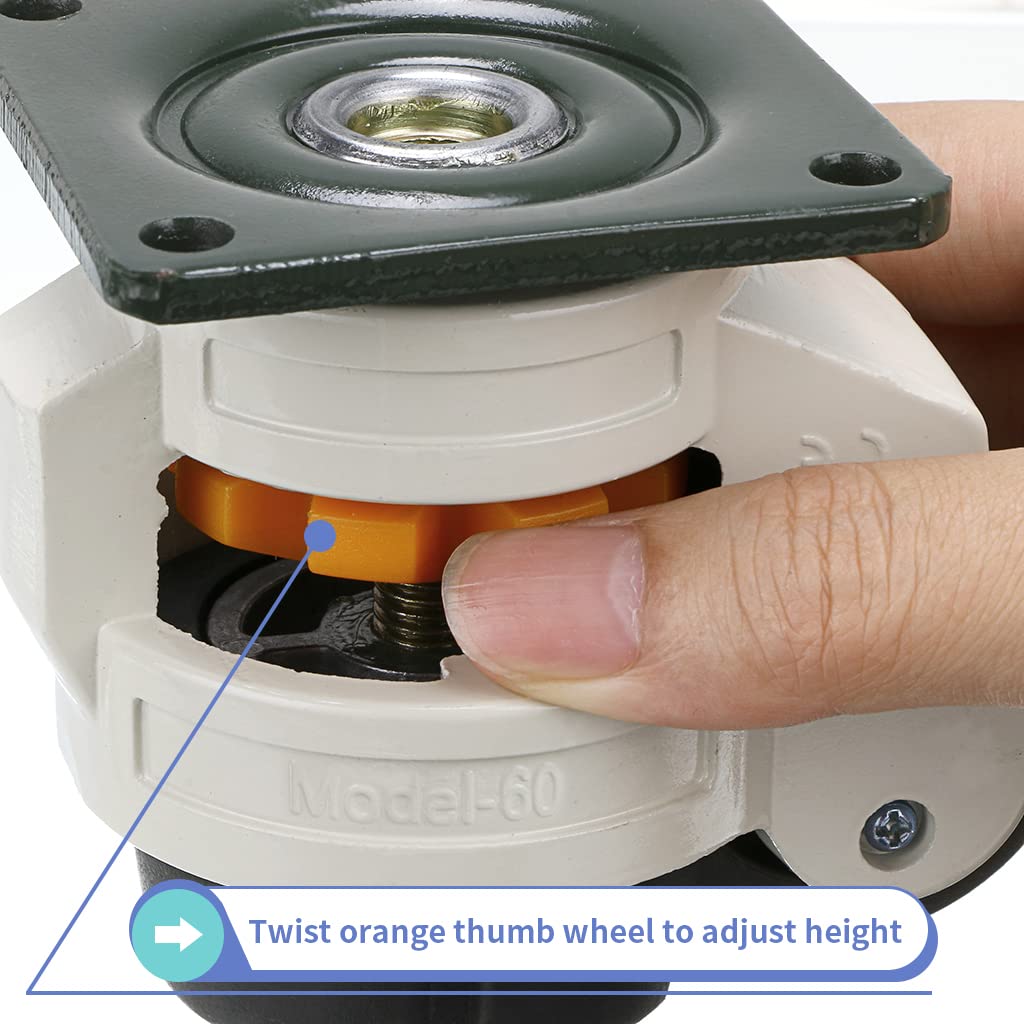 MOLIGOU 4Pcs Leveling Machine Casters, Heavy Duty Plate Casters, Retractable Leveling Feet Casters for Workbench, Equipment, Total Load Capacity 2200 Lbs: Industrial & Scientific