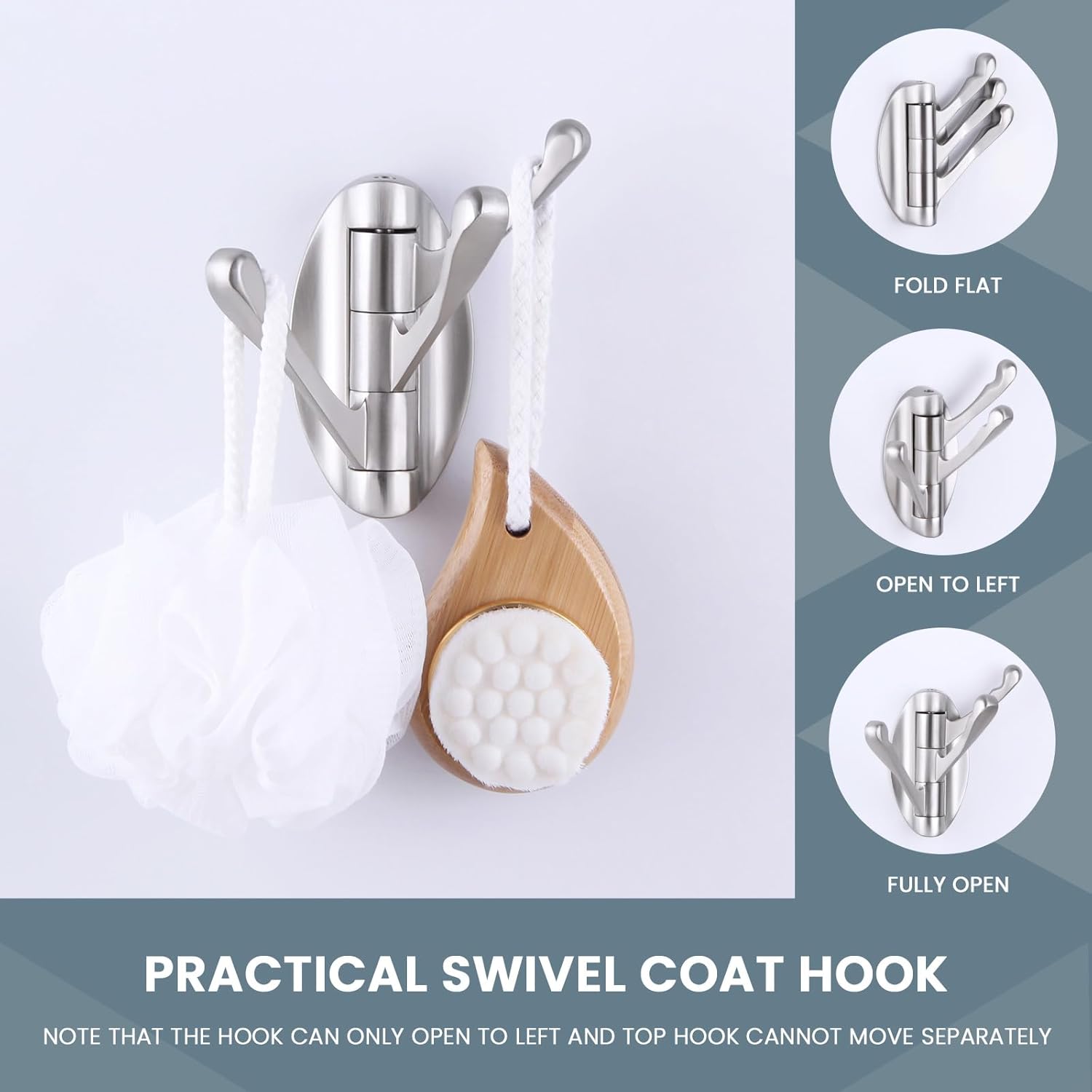 Toilet Paper Holder Bundle with 3 Arm Towel Hook (Brushed Nickel)