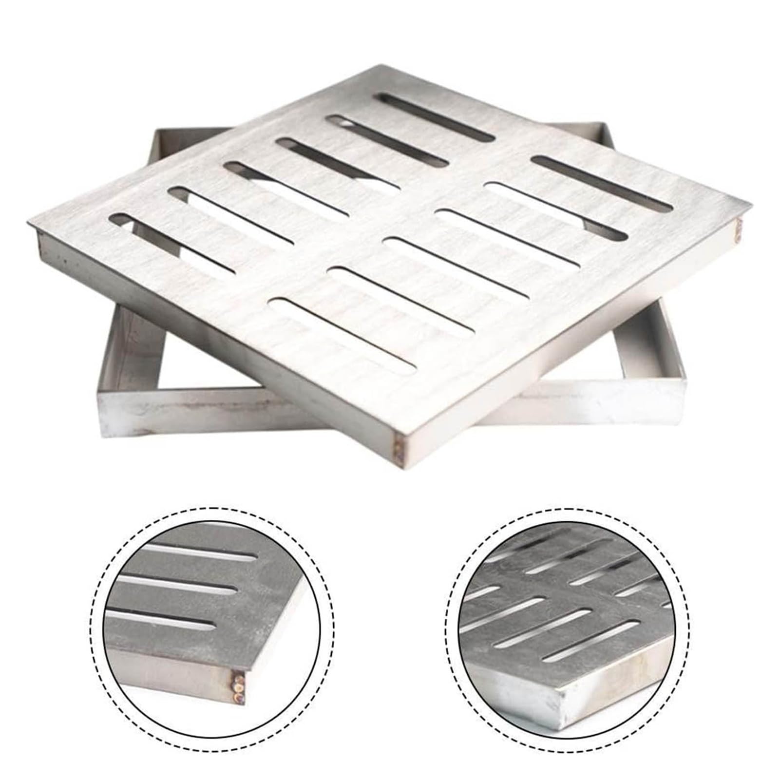 Griglia per Acqua Piovana per Canale Drenaggio con Telaio | Coperchio per Scarico A Pavimento In Acciaio Inossidabile per Bagno Esterno Giardino E Terrazza(25x25x3cm)