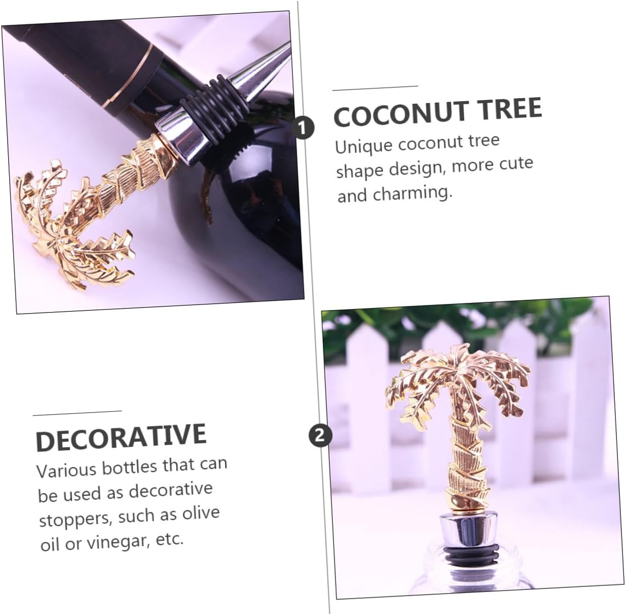 Mobestech Coconut Tree Shape Wine Bottle Stopper Reusable Alloy Bottle Plug for Red Wine Oil Vinegar Decorative Seal for Home Bar Kitchen Family Gatherings 1 pack