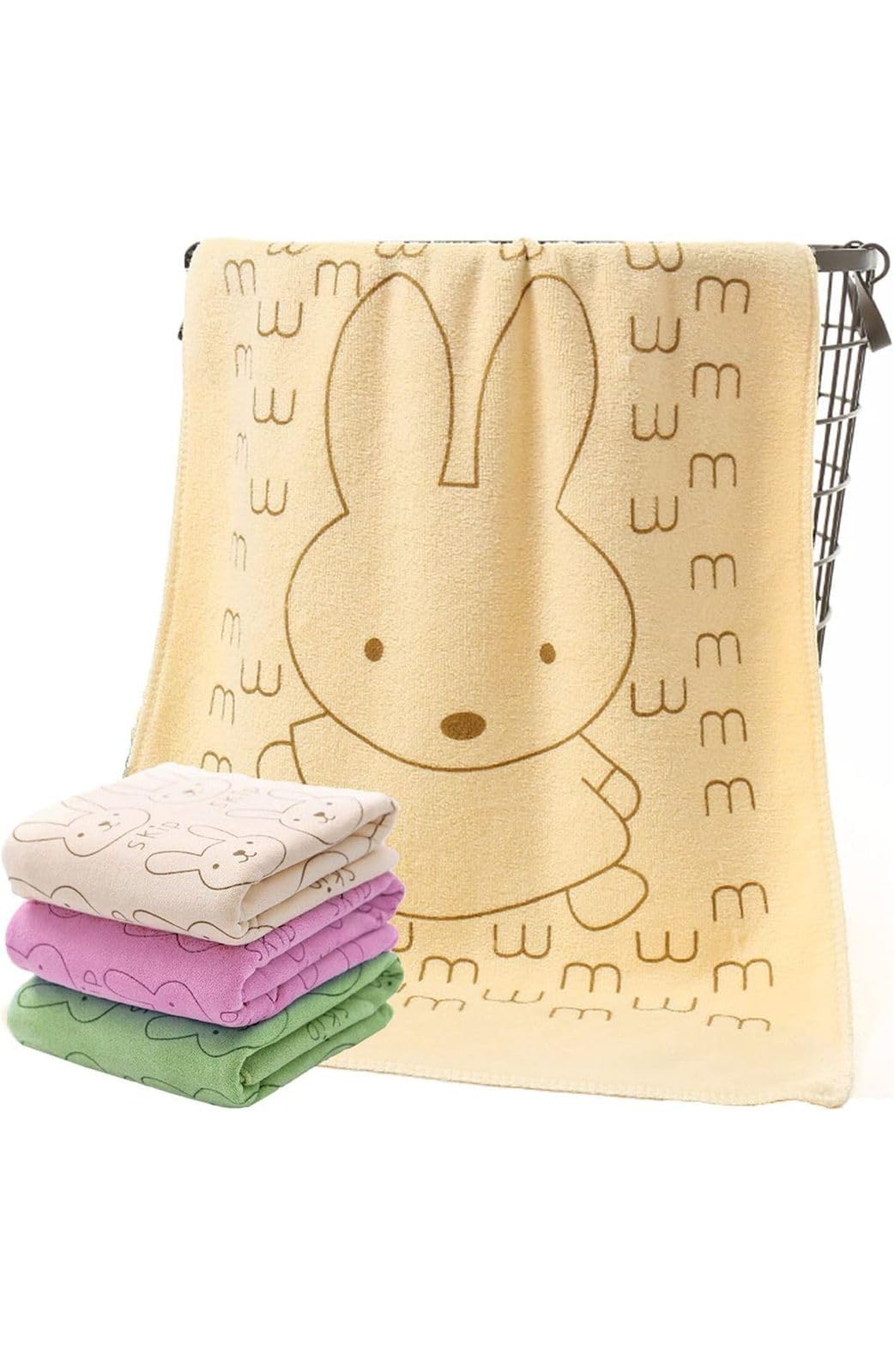 THE PURE NEST Cotton Microfibre Bath Towels for Kids | Extra Soft, Quick Dry, Strong Water Absorbent | Hypoallergenic Skin-Friendly Towel |48x84cm | Pack of 2