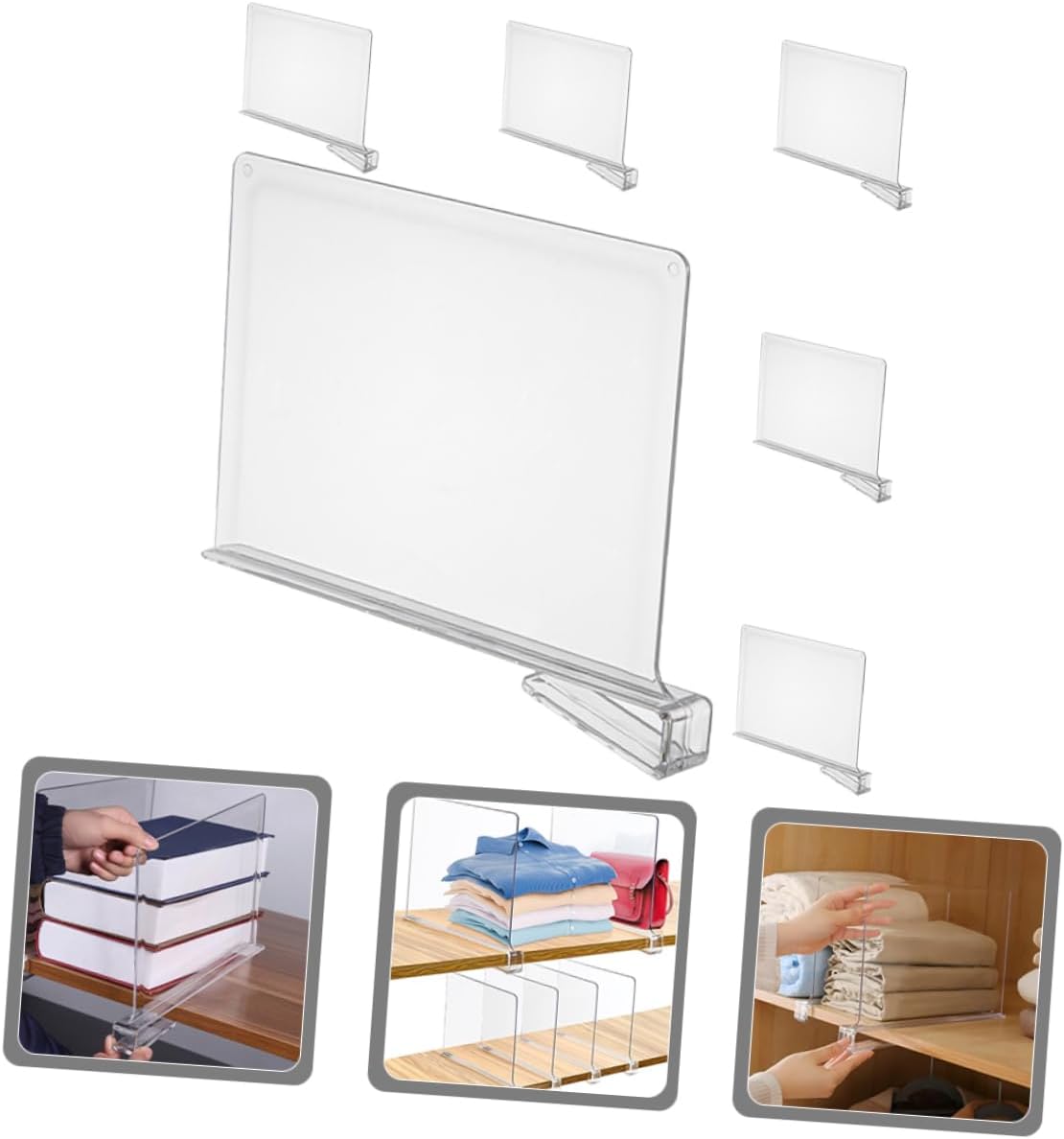 PRETYZOOM 6pcs Shelf Dividers for Wardrobe Closet Partition Boards Organizers for Bedroom Closet Shelf Organizer No Tools Needed