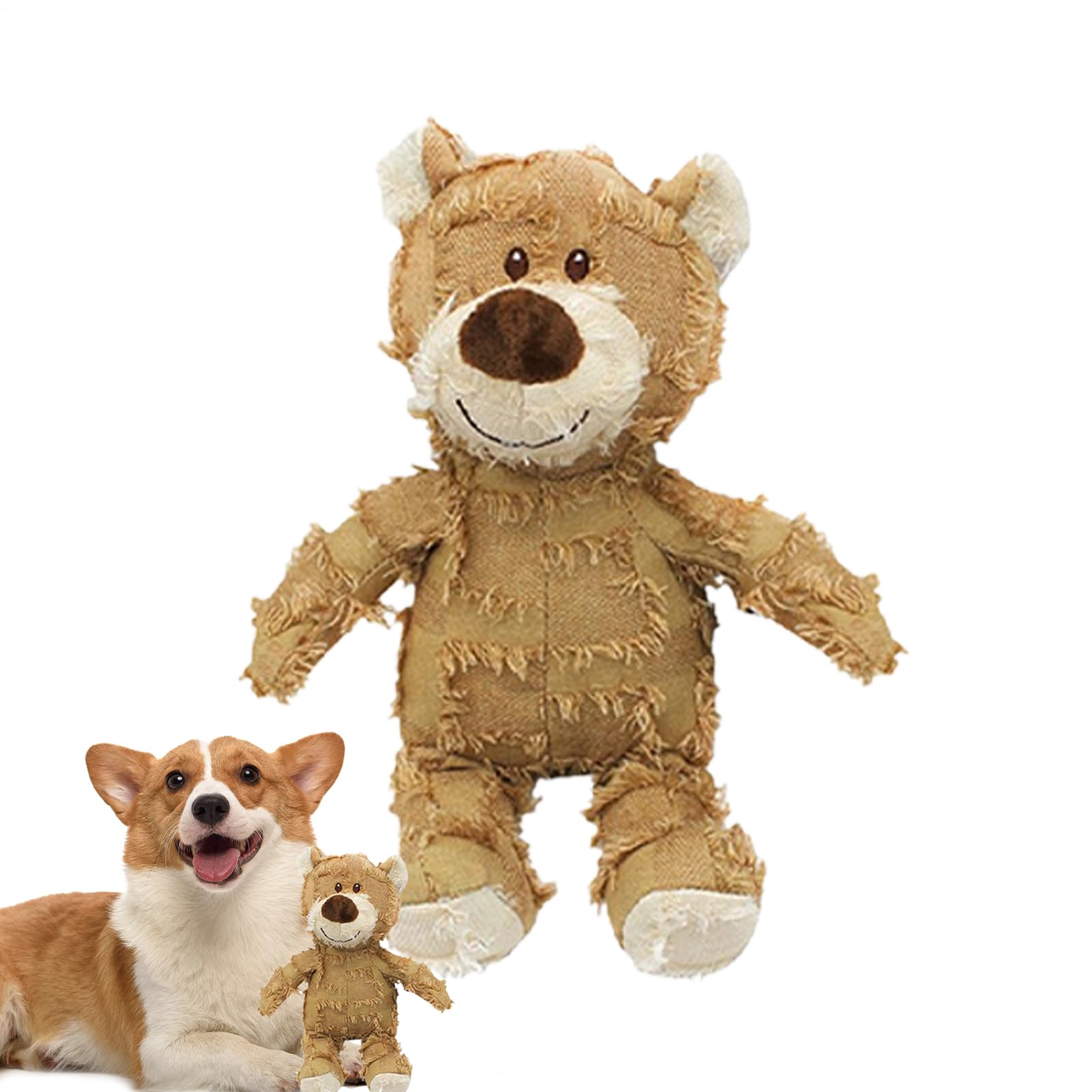Unbreakable Bear Dog Toy, Robust Plush Dog Squeaky Chew Toys Indestructible For Aggressive Chewers, Interactive Soft Stuffed Animal Bear For Puppy, Pet Companion Training Supplies To Relieve Boredom