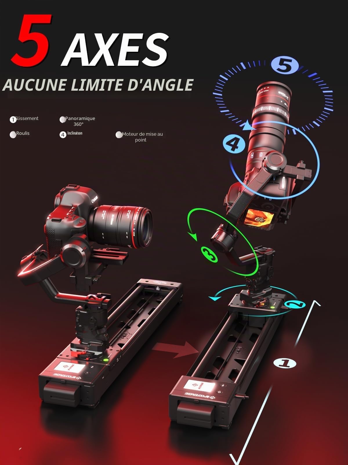 IFOOTAGE Shark Slider Nano II-660, Slider Motorisé 66cm pour Caméra et Téléphone, avec Suivi d'Objet, 6 Modes de Shoots (Vidéo, Timelapse, Animation)