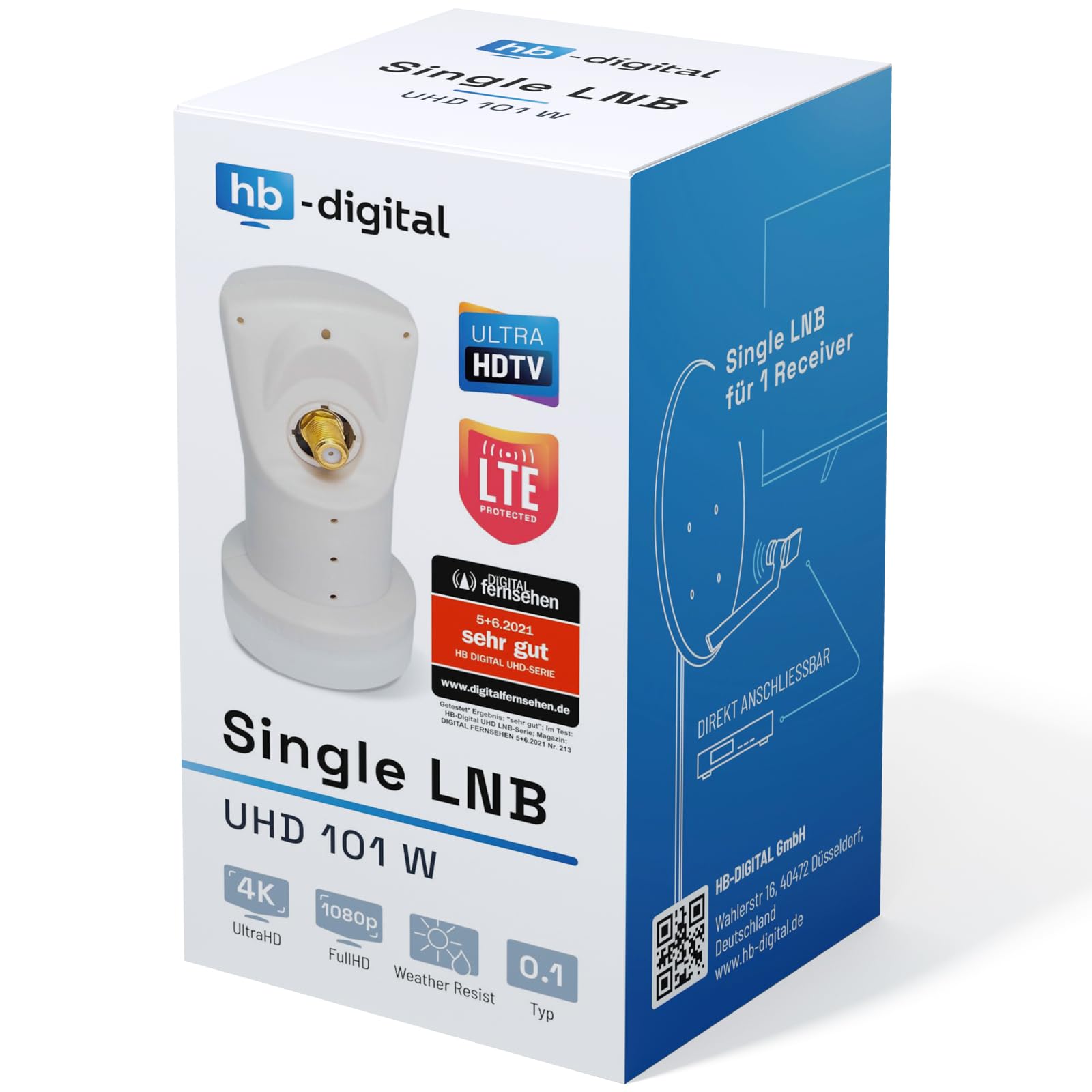 LNB LNC Full HD TV 3D Kit avec prise F dorée HB DIGITAL