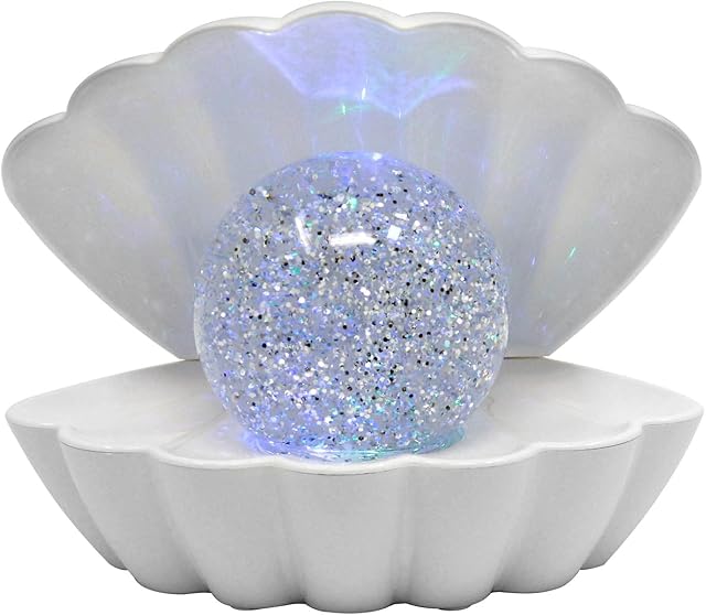 Almineez Attractive Clam Glitter Sea Shell Pearl Colour Changing Lamp - Portable USB / Battery Operated Night Desktop Bedside Table Light Ornament Home Decor