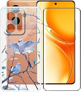 Phone Case for Realme P4 Power 5G 6.80" Case with 1 X Tempered Glass Protective Film, Slim Soft TPU [Shockproof X Anti-Yellowing] Clear Shell - Picturesque