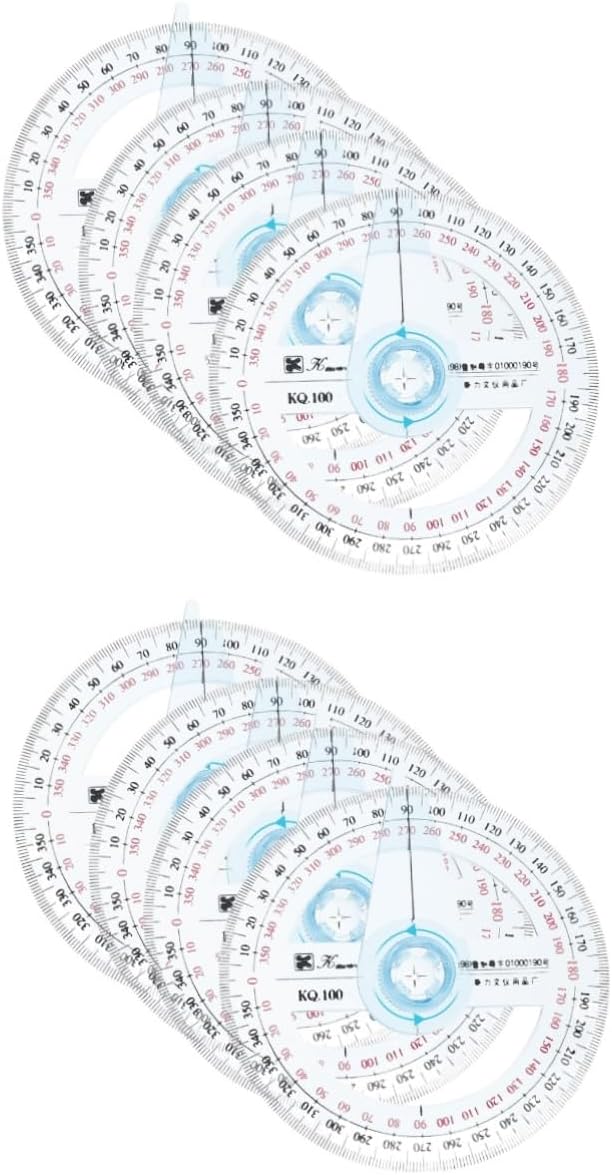 KALLORY 8pcs Plastic Circle Protractor Measuring Tool for Students Accurate Scale for Drawing and Drafting for School and Office Use