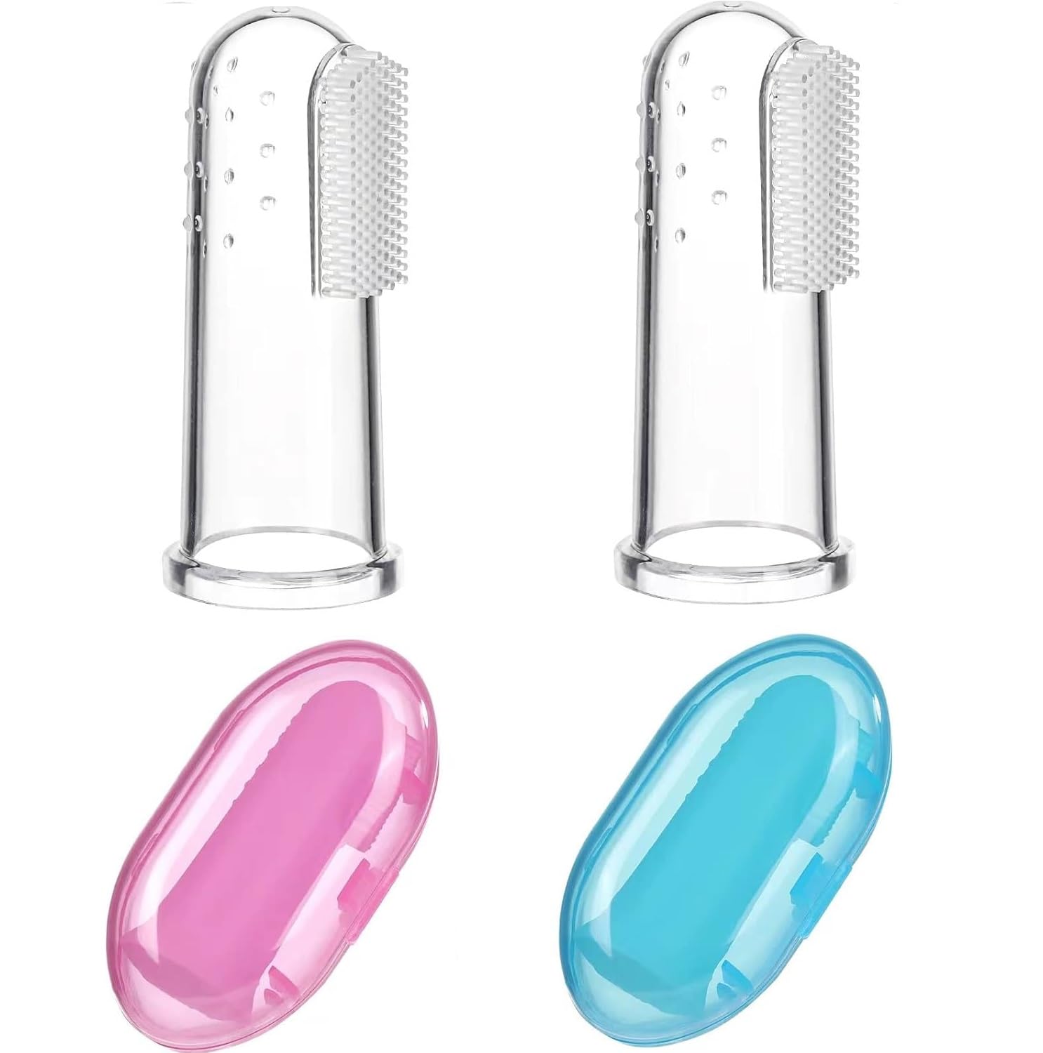 Babybee Baby Finger Toothbrush Of Silicon Made Food Grade Quality, Bpa Free With Storage Case-Multi-Color, Manual, Pack Of 2