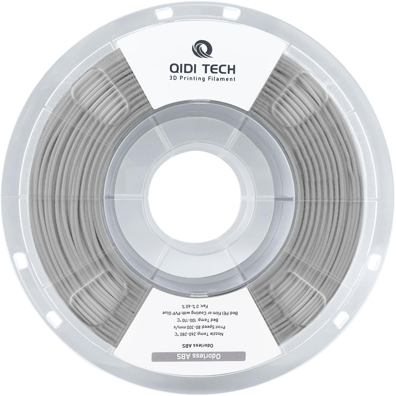 R QIDI TECHNOLOGY Odorless ABS Filament 1.75mm, 3D Printer Filament, 1 KG Spool (2.2lbs), 3D Printing Filament Fit Most FDM 3D Printers, Gray