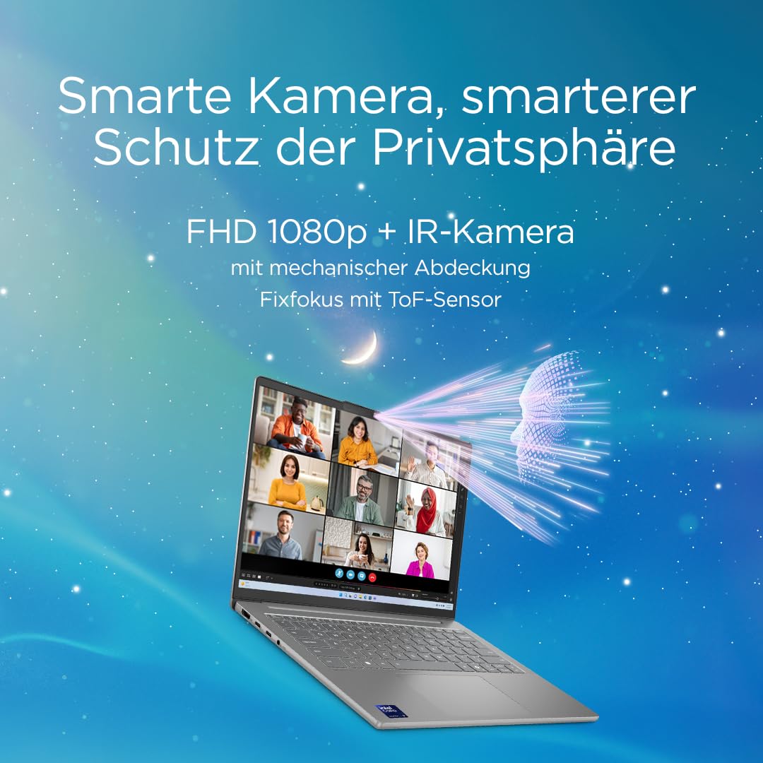 Lenovo IdeaPad Slim 5i Laptop | Copilot+ PC | 14" WUXGA OLED Display | Intel Core Ultra 9 185H | 1TB SSD | 32GB RAM | Intel Arc Grafik | QWERTZ | Beleuchtet | Win11 | Grau | 3 Monate Premium Care