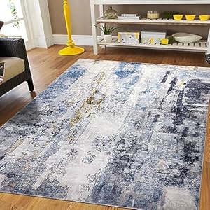Capslpad Modern Abstract Area Rug 120x180cm Washable Living Room Rug Non-slip Soft Accent Carpet Area Rugs Faux Wool Boho Art Floor Carpet for Living Room Bedroom Home Office Dining Room Kitchen Decor