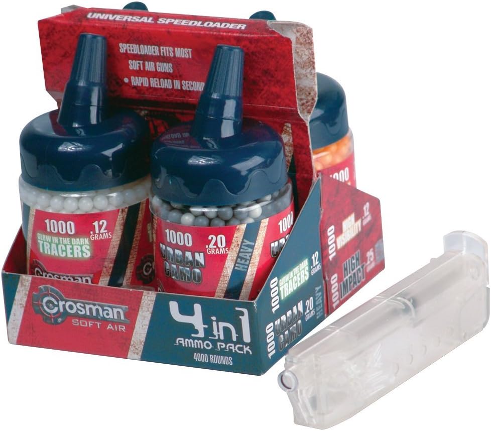 Crosman 4in1 Airsoft BBs, 4,000 BBs, .12g, .20g & .25g
