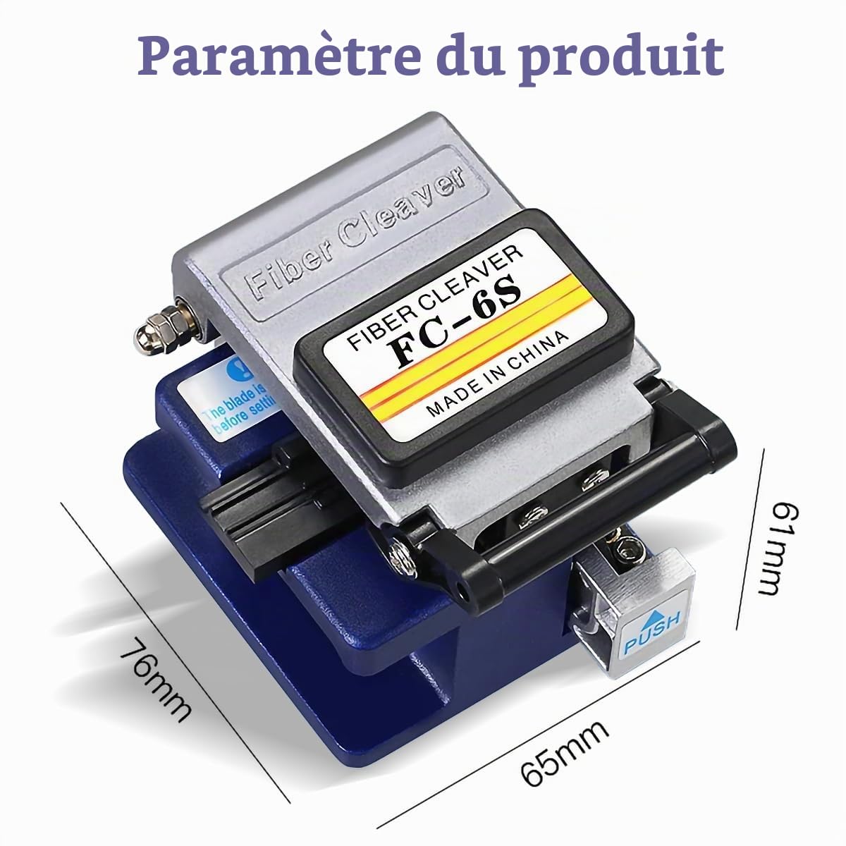 Coupleuse de fibre FC-6S avec 2 clés Allen + sac et dénudeur de fibre CFS-2 | kit d'outils de coupe de fibre optique, longueur de coupe 9 à 16 mm, environ 36 000 temps de coupe
