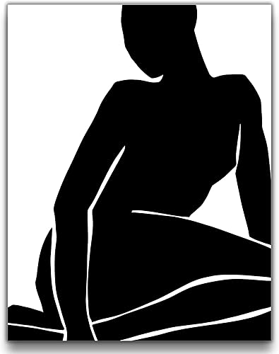 Sage Light Design Co Arte de pared abstracto de mediados de siglo en blanco y negro | Impresión moderna sin marco de 11 x 14 | Decoración