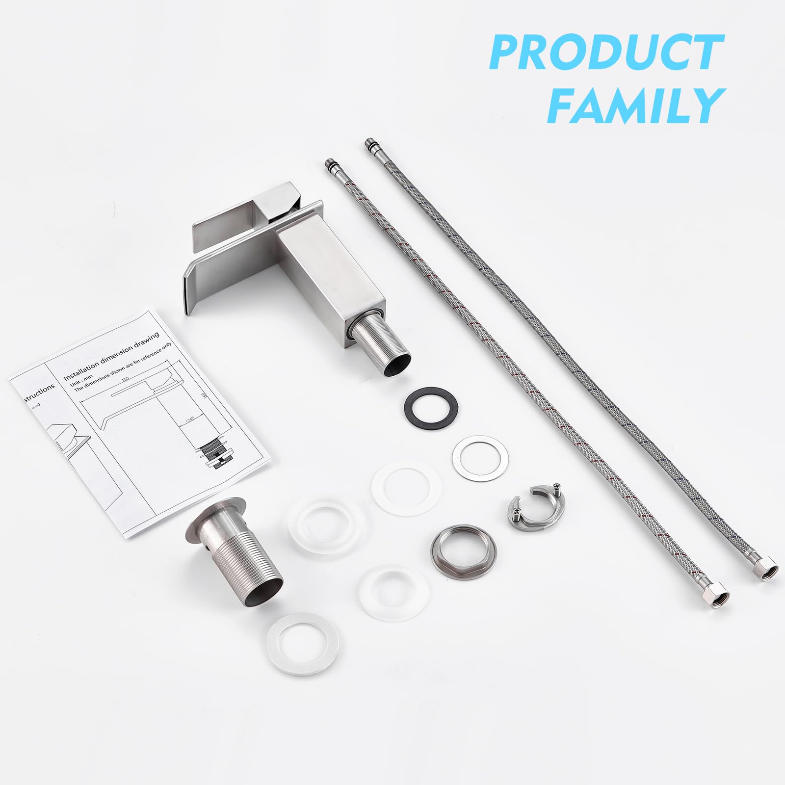 CREA Grifo de Baño Cascada Moderno, Monomando Lavabo Mezclador, Acero Inoxidable