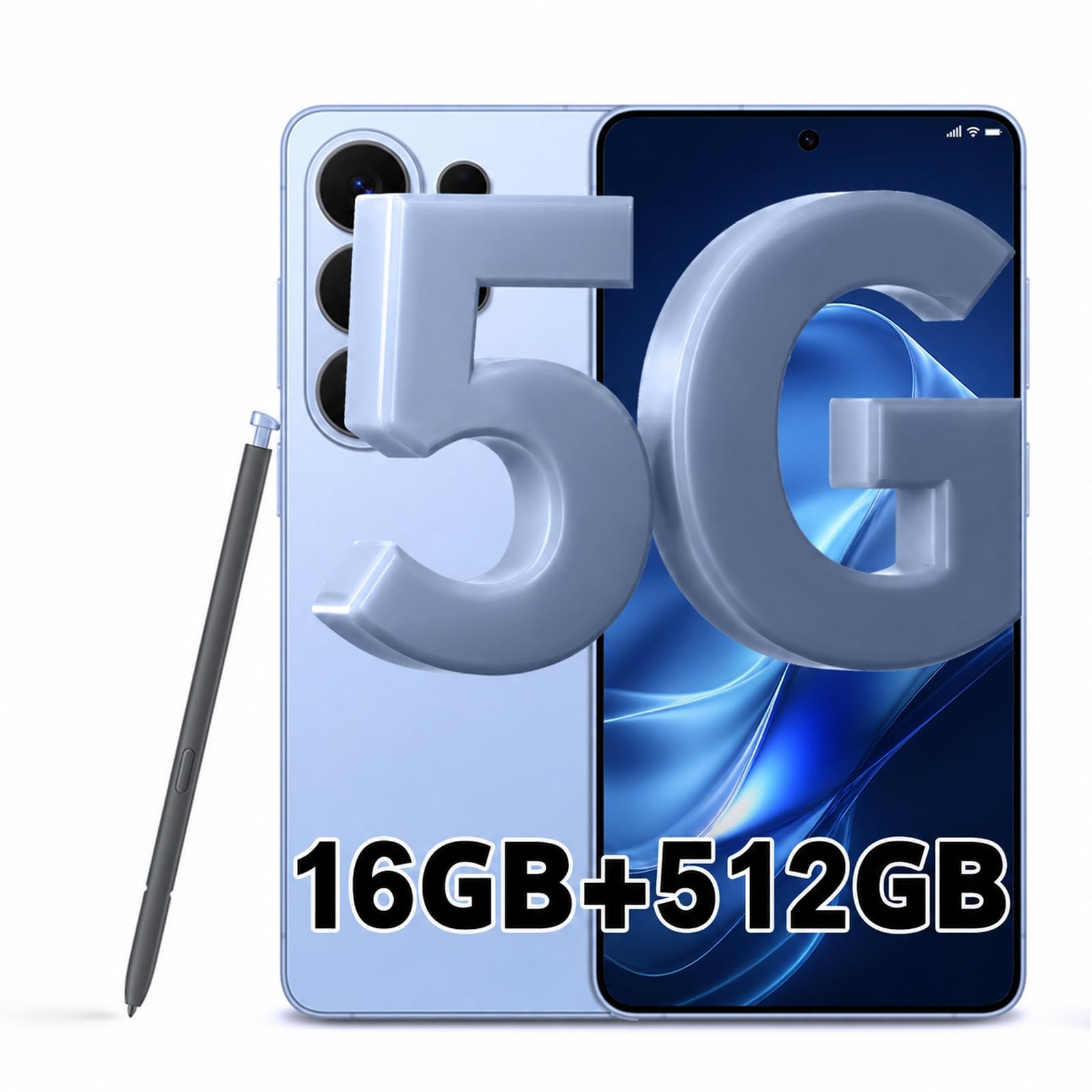 26 Ultra Unlocked Phones, Build in Pen,16GB+512GB Phone, Android 16 Smartphone, 6.9“+120Hz HD Screen, 7000mAh Long Battery Life, Dual SIM, Face ID, GPS-Blue