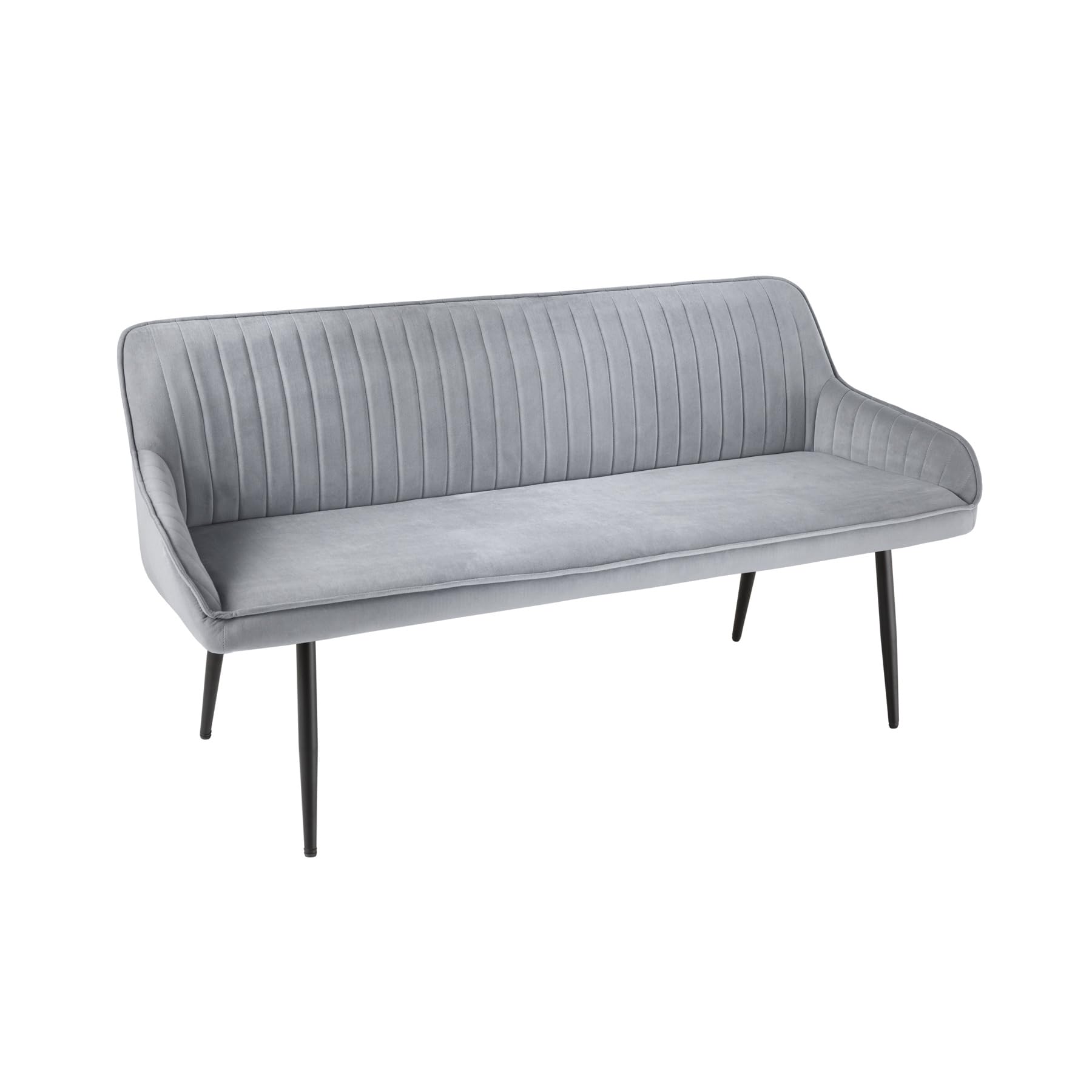 Riess Ambiente Design Sitzbank Turin 160cm Silbergrau Samt schwarz Metall Armlehne Polsterbank mit Samtbezug, Esszimmermöbel, Flurmöbel