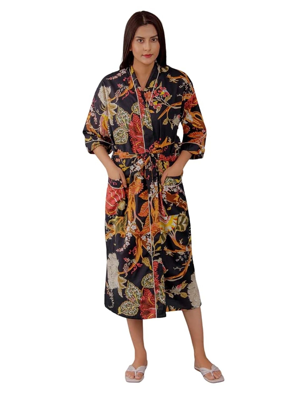 FRAU MANIA Women Cotton Kimono Robe – Lightweight Bathrobe & Loungewear Nightwear for Women, Loose Fit Summer Cover-Up (Bl... - Review, Price and Buying Guide