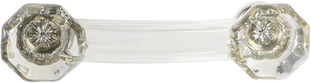 #1120-3 (76mm) Glass Pull, Clear with Nickel Base - 10 Pack