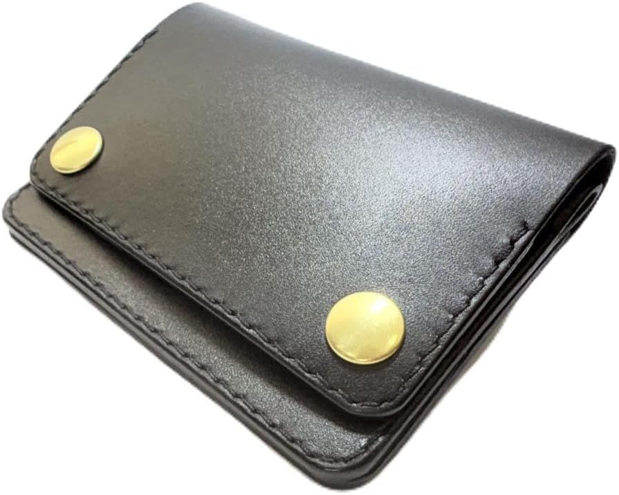 本革】 トラッカーウォレット ショート 姫路レザー ブラック 二層 二