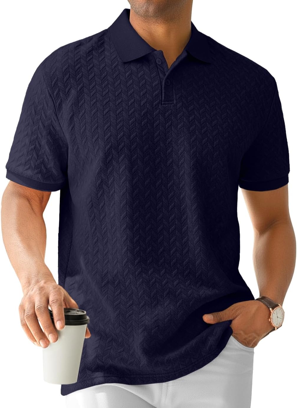 Sailwind Men’s Knit Polo Shirt Short Sleeve Textured Casual Golf Polo Collared T Shirt