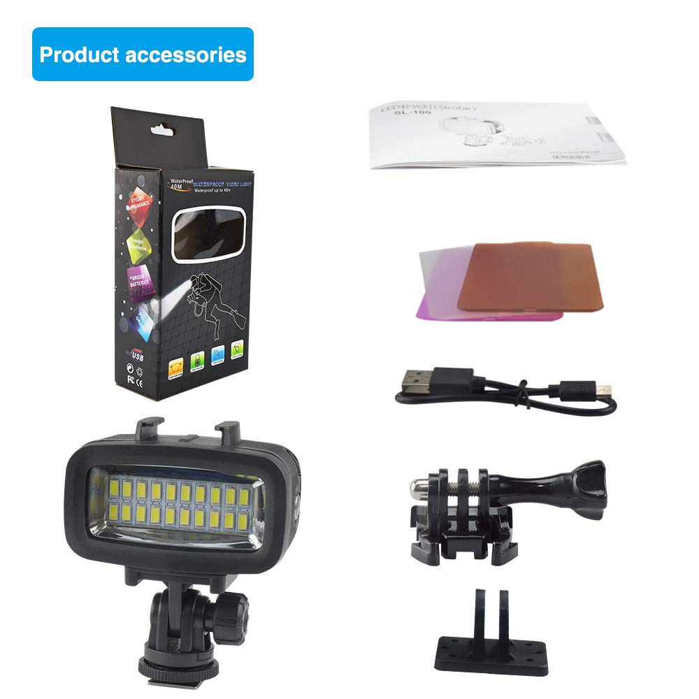 Sea frogs sl-100 700LM Diving video fill-In luce lampada a LED impermeabile 40 m 1900 mAh batteria ricaricabile integrata con diffusore per GoPro SJCAM Xiaomi Yi sport Action Camera