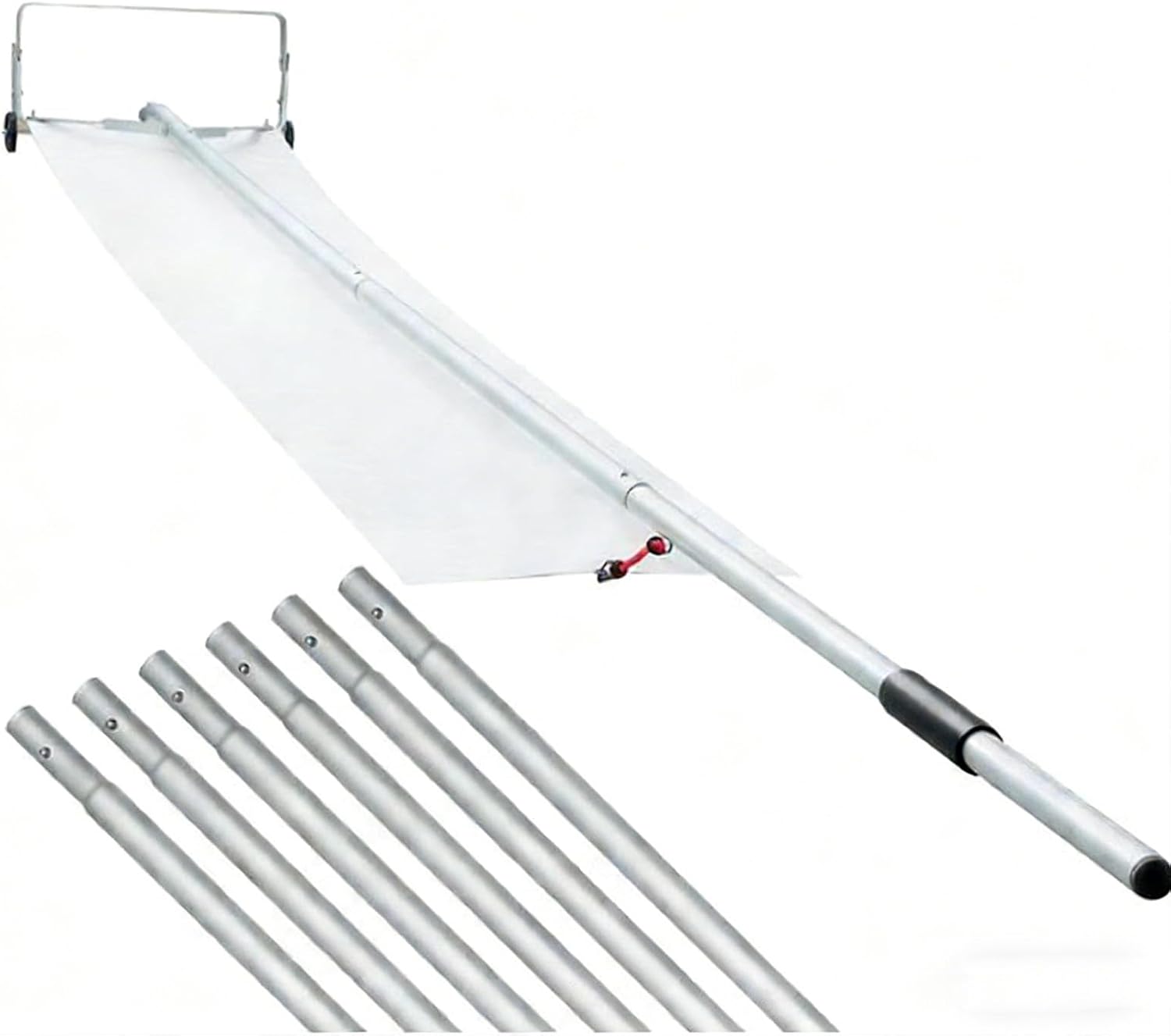 Snow Roof Rake with Wheels 30FT - Telescopic Aluminum Snow Removal Tool with Nylon Slide for Roof/Leaves, Heavy Duty Winter Shovel