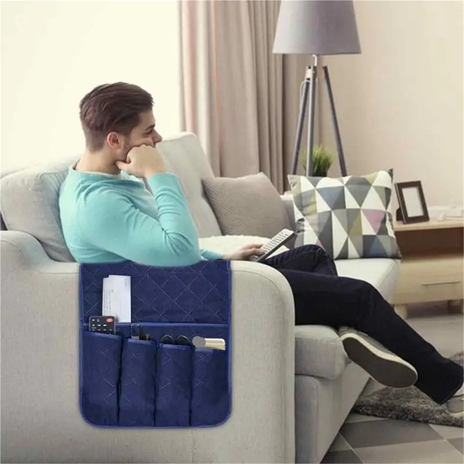 Sofá Silla reposabrazos sofá Bandeja Organizador con Bolsillos Brazo Almacenamiento for Control Remoto para Sofá