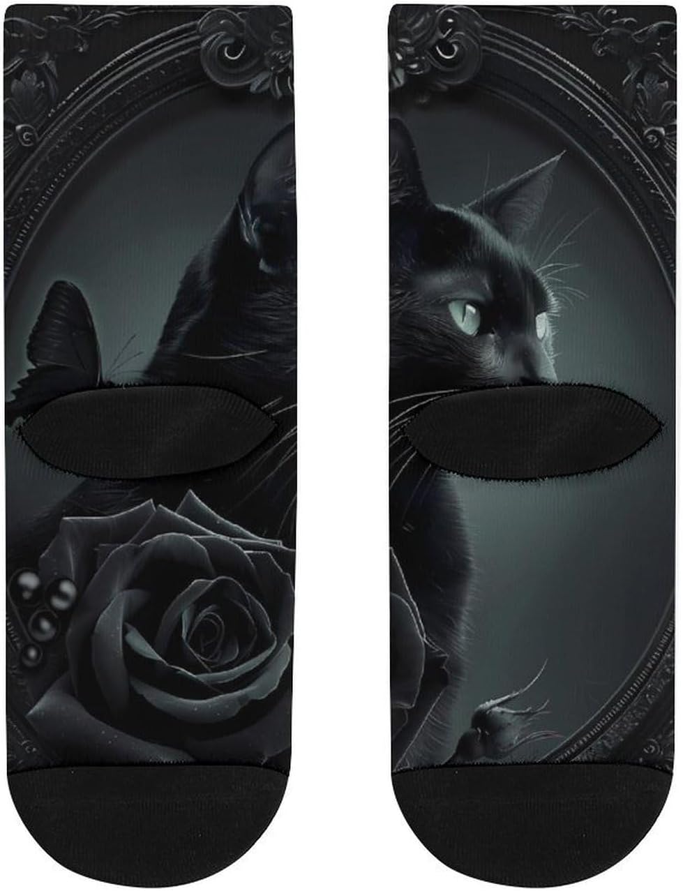 Black Cat Gothic Goth Knee High Socks Athletic Long Stockings Sport Casual Crew Tube Sock Boot