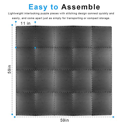 StillCool Puzzle Exercise Floor Mat, EVA Interlocking Foam Tiles Exercise Equipment Mat with Border - for Gyms, Yoga, Outdoor Workout, Kids (E. 20 Square Feet (20 Tiles) - Black) - Thumbnail 7