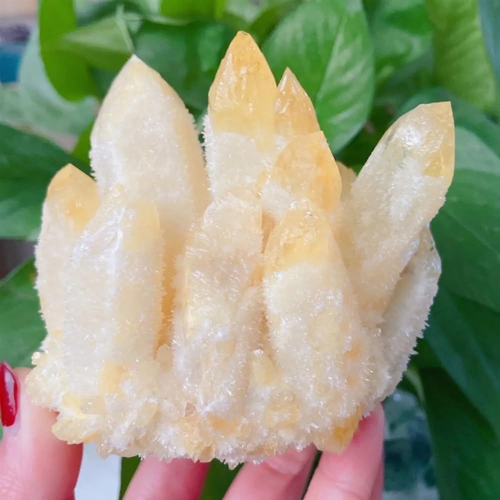 KJEBVHIRS Stone Naturaln Yellow Ghost Phantom Quartz Crystal Cluster (500-600g)