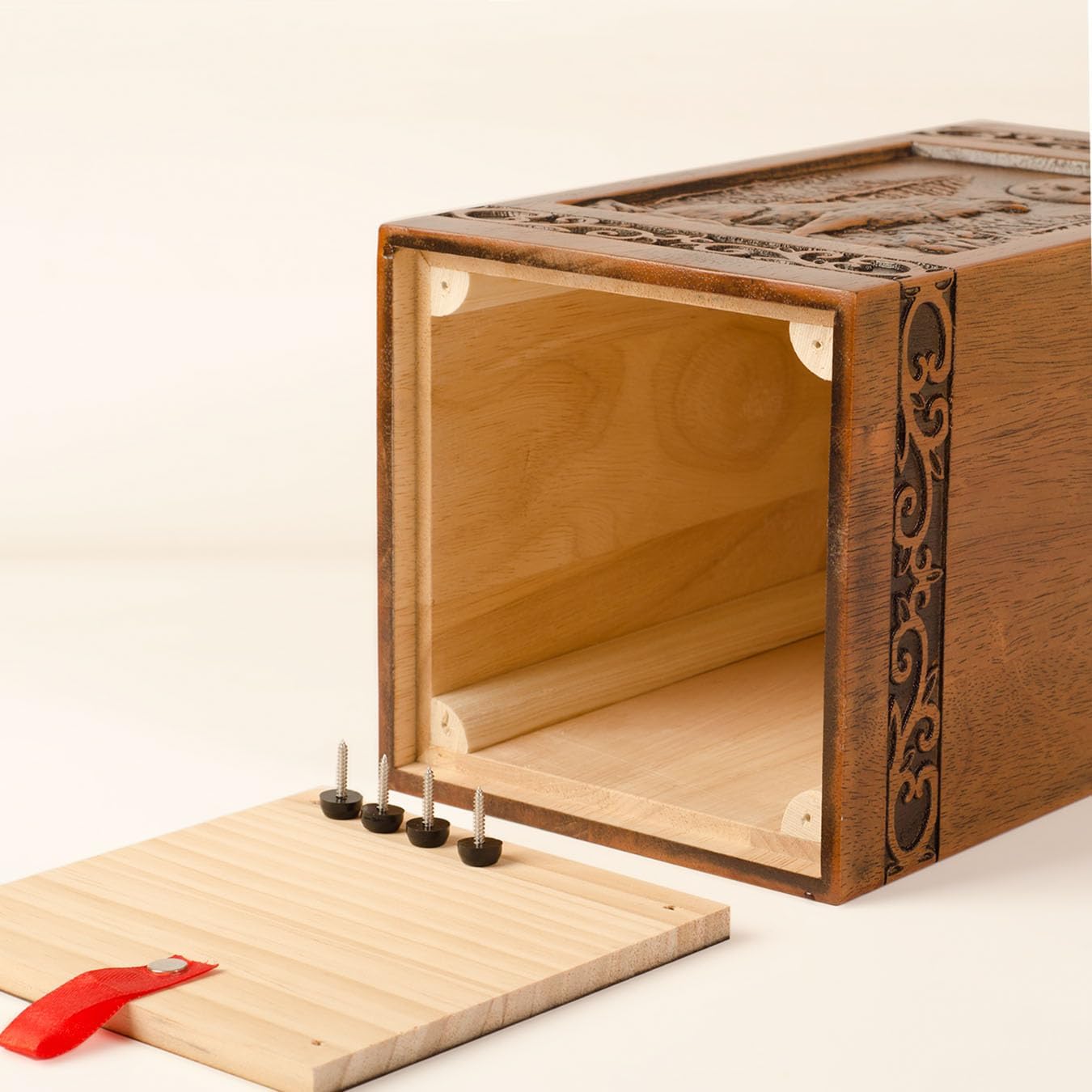 KIMNAG Wooden Cremation Urn for Human Wood Ashes Decorative Box Funeral Urns for Adult Male Female with Satin Bag Burial or Memorial Keepsake (Wolf (XL) 250lbs) - Image 4