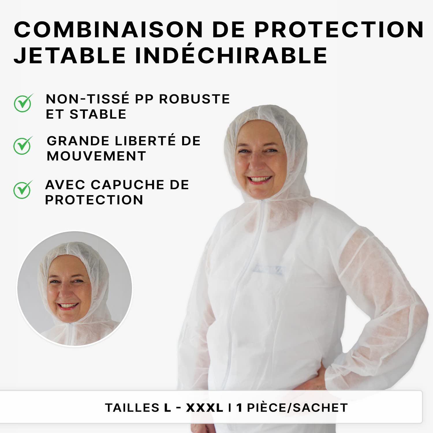 ARNOMED 10x Combinaison Jetable XL, Combinaison Travail Homme & Femme, Combinaison Jetable de Peintre & Bâtiment, Combinaison de Protection & Amiantée, Combinaison Sécurité (Blanc)
