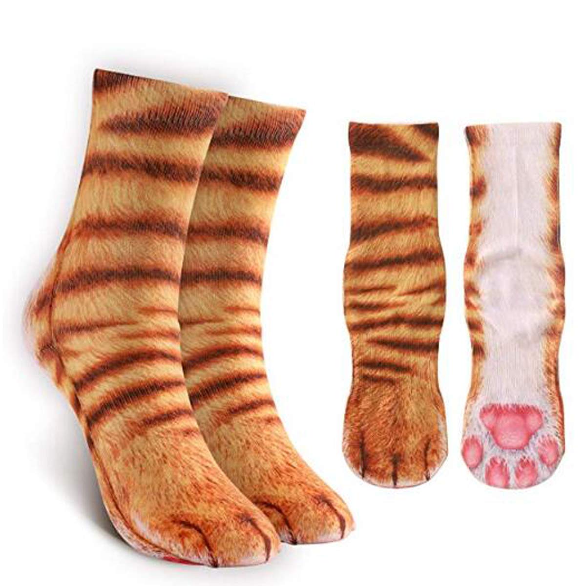 Unisex Adult Animal Paw Feet Socks Stampa 3D Funny Crew Socks Taglia unica gatto02