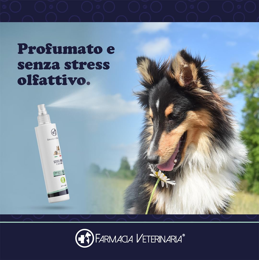 FARMACIA VETERINARIA Sciogli Nodi Pelo Cane e Gatto - Scioglinodi Spray Districante Bifasico per Cani e Gatti Lucidante Non Necessità di Risciacquo