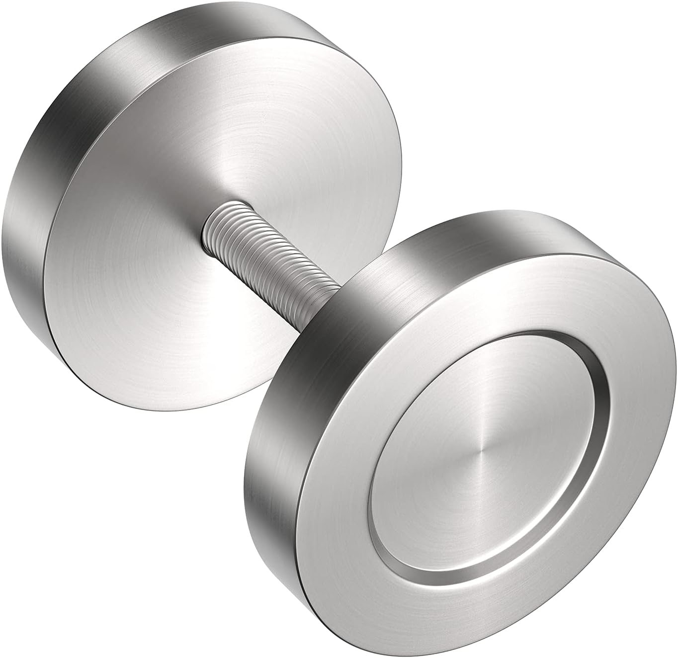 WINSOONSliding Barn Door Handles Stainless Steel Round Recessed Knob Flush Pulls for Sliding Doors, Modern Hardware Kit with Threaded Rod, Brushed Nickel