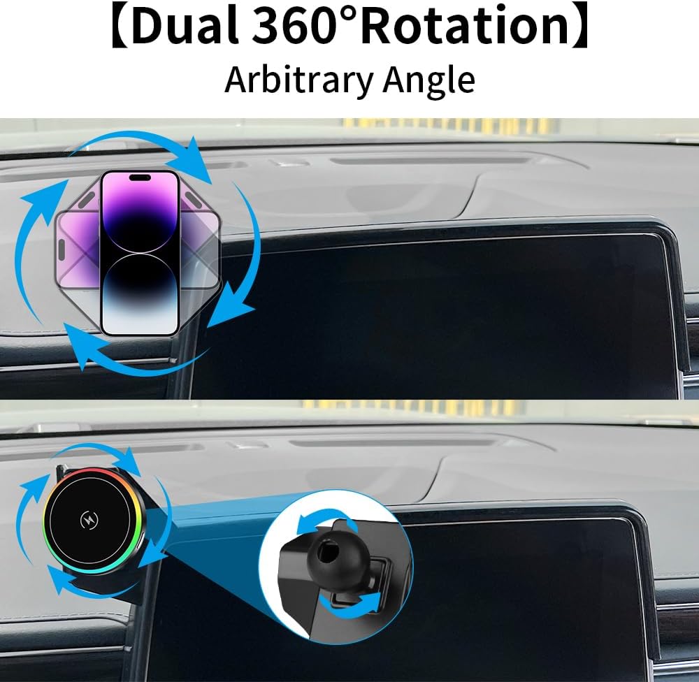 Car Magnetic Phone Mount for Chevrolet Suburban 2021 2022 2023 2024 and Chevy Tahoe 2021-2024 Auto Interior Accessories Best Cell Phones Holder Fast 15W Wireless Charger Charging Stand