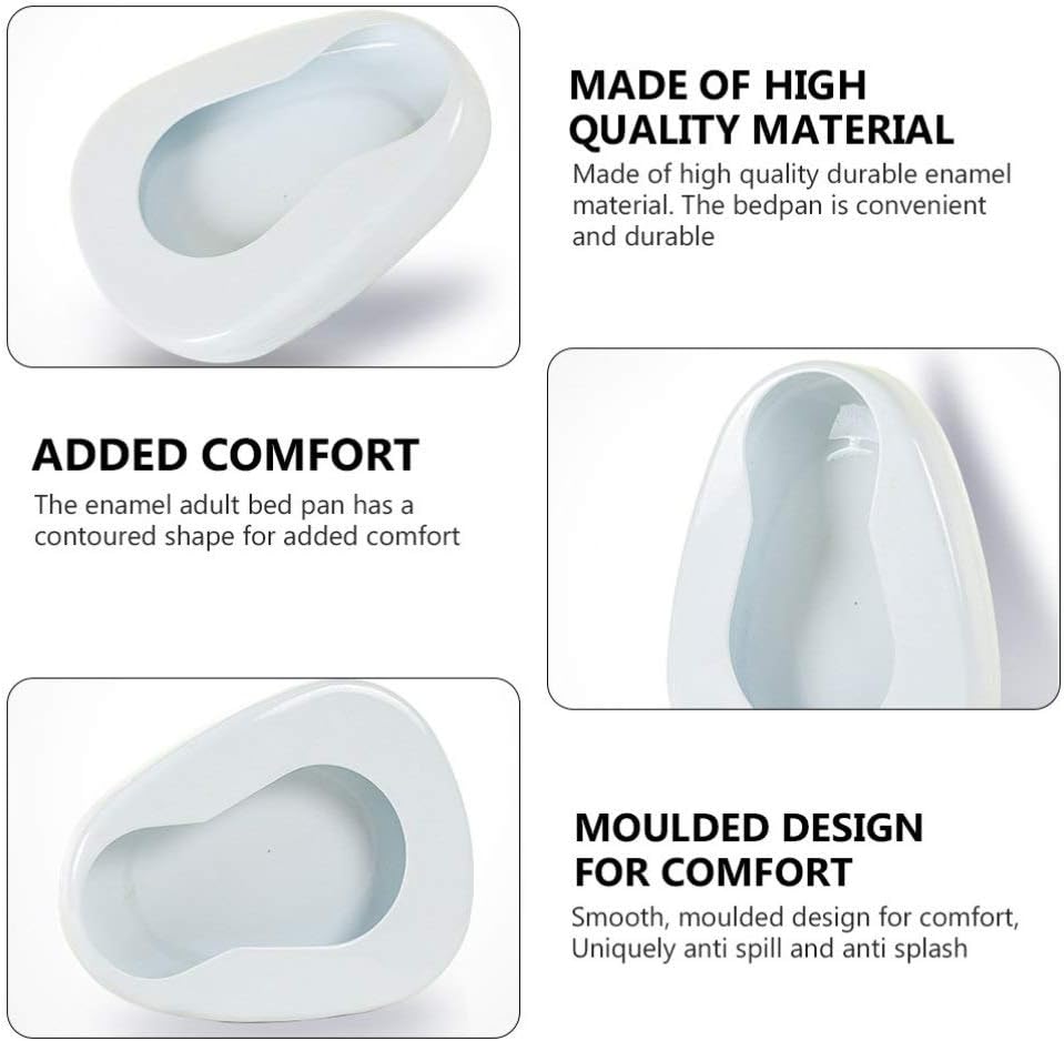 EXCEART Portable Urinal Bedpan for Men and Women Smooth Non-Stick Surface Large Capacity Bedridden Patient Urine Container with Anti-Spill Design Enamel Material for Elderly and Pregnant Care