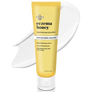Eczema Honey Hydrating Mineral Sunscreen - Lightweight SPF 30 Sun Cream - Body & Face Sunscreen for All Ages 1.7 Oz
