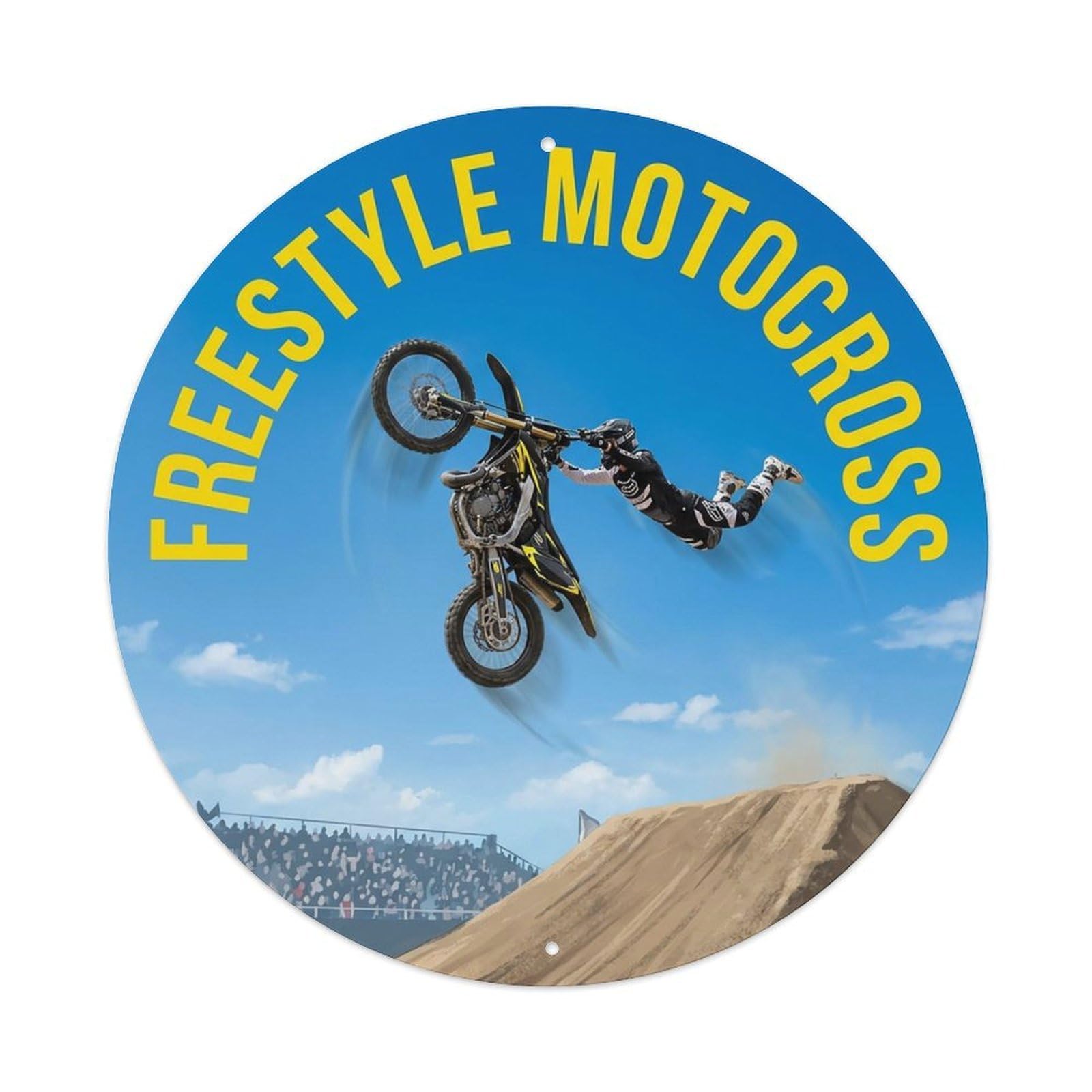 Vintage Freestyle Motocross Extreme Sports Vintage Metal Tin Sign Plaque Wall Decor for Cafe, Club Bar, Office, Garden Metal Poster 8x8Inch