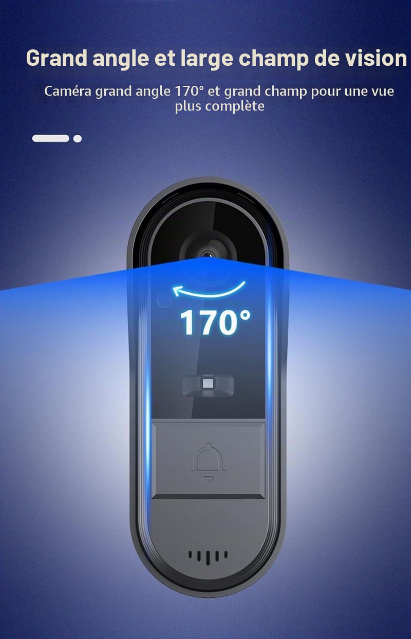 TKMARS Sonnette sans Fil avec Caméra 1080P sans WiFi et APP, Sonnette Extérieur Étanche Angle de Vision 170°, Visiophone Vidéo avec Écran IPS 4.3", Interphone Vidéo, Portier Vidéo pour Maison