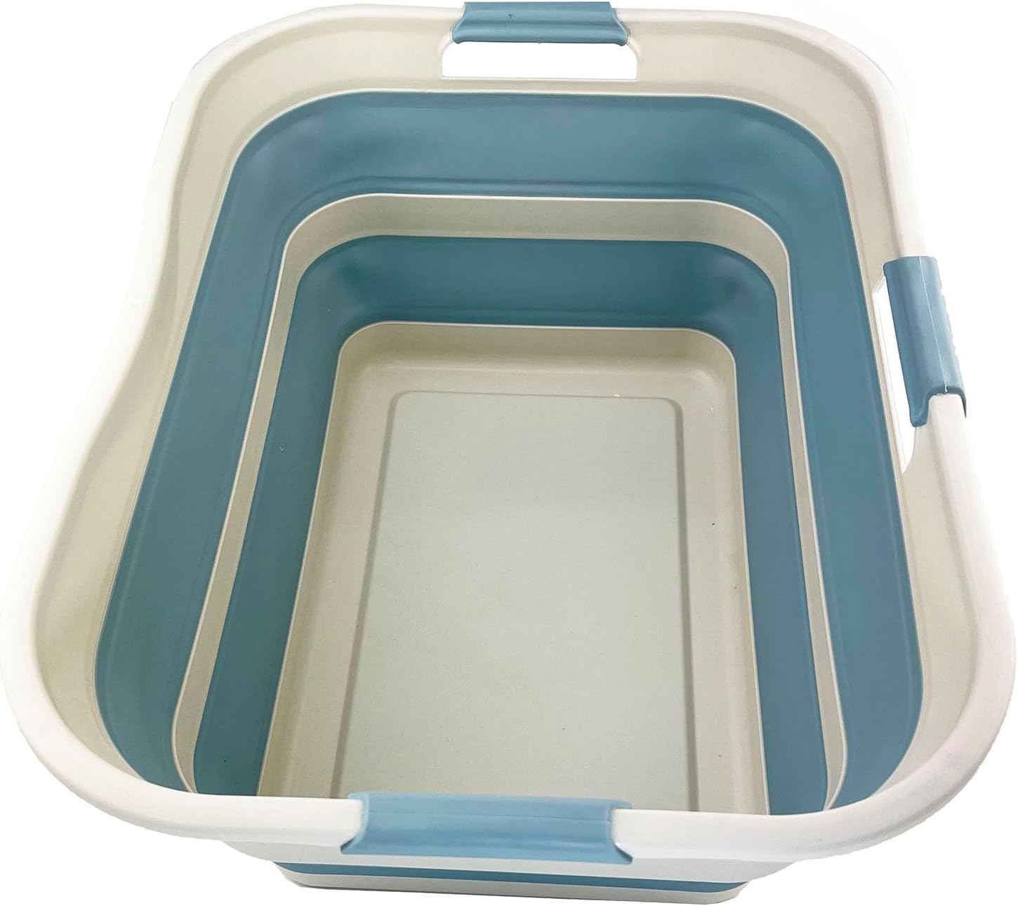 SAMMART 42L (11 gallons) Collapsible Plastic Laundry Basket - Foldable Pop Up Storage Container/Organizer - Portable Washing Tub - Space Saving Hamper/Basket (2, Grey/Sterling Blue)