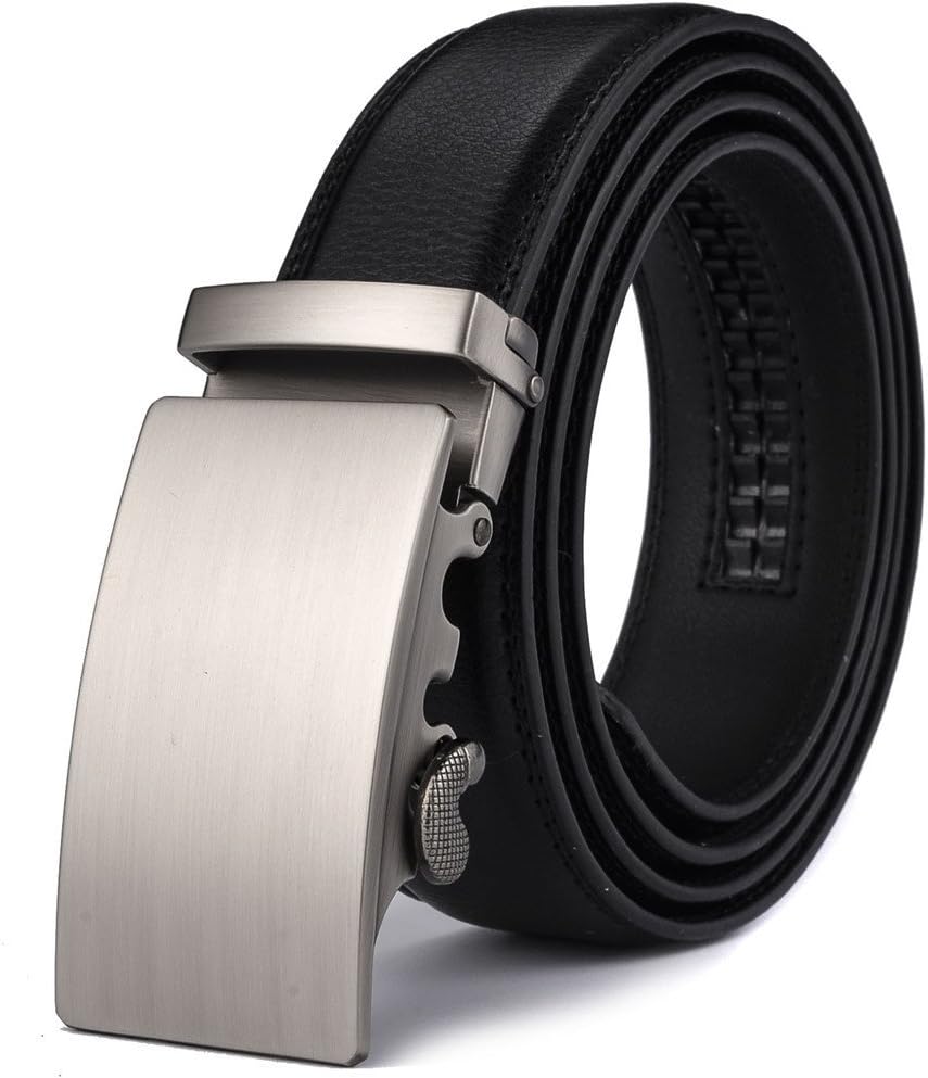 X XHtang Men's Ratchet Belt with Genuine Leather, Slide Belt for men 1 3/8 inches Wide