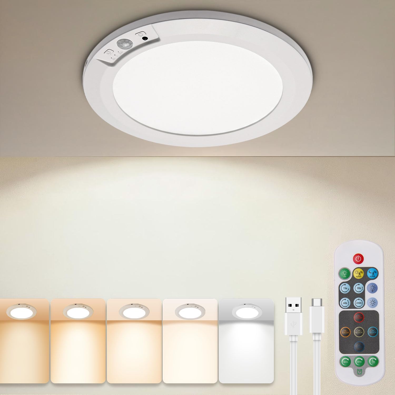 RAWNICE Rechargeable Motion Sensor Ceiling Light