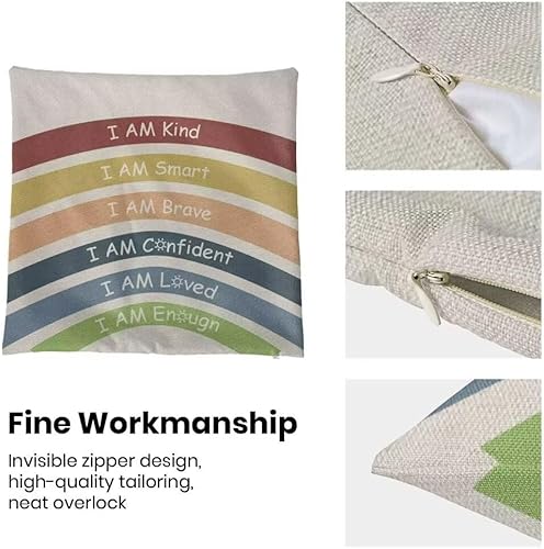 Miniatura 6 de Juego de 2 fundas de almohada bohemias de 20 x 20 pulgadas, con cita inspiradora "I Am Kind Smart, Grave Confidence Loved Enough Loved Enough ",