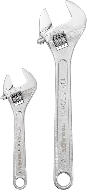 Kit com 2 Chaves Ajustáveis TOOLMAYS em Aço Cromo-Vanádio, 6 e 10 pol.